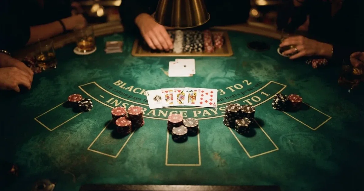 Beleuchteter Spieltisch mit Karten, von oben gesehen — aviator online casino