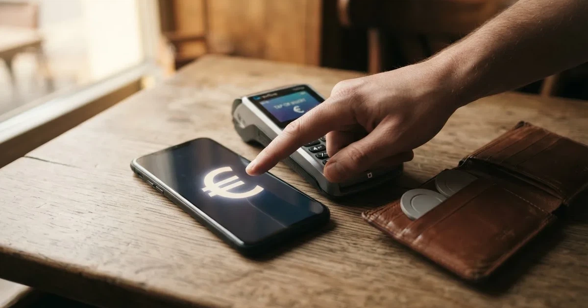 Kartenterminal und Smartphone auf einem Holztisch neben einer Geldbörse — beste casino ohne verifizierung auszahlen