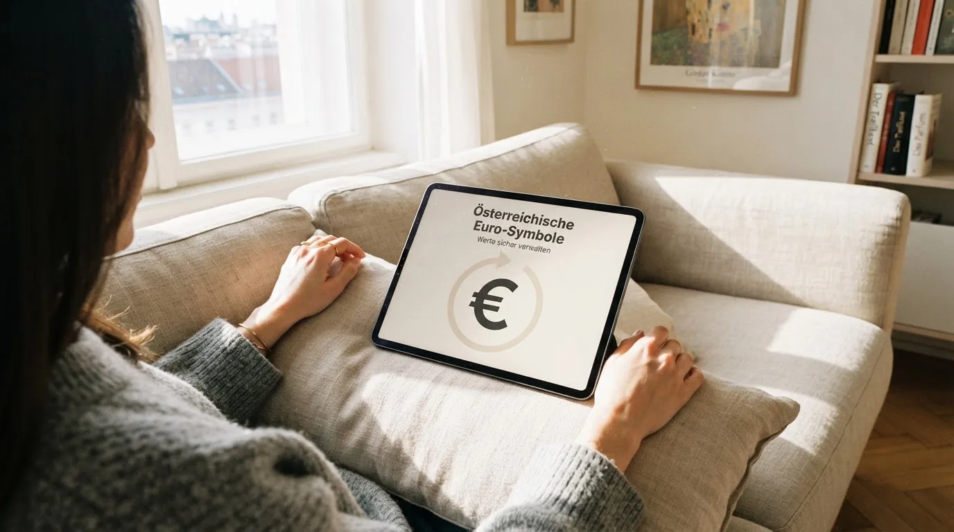 Person sitzt entspannt mit einem Tablet auf dem Schoß in einem hellen Wohnzimmer.