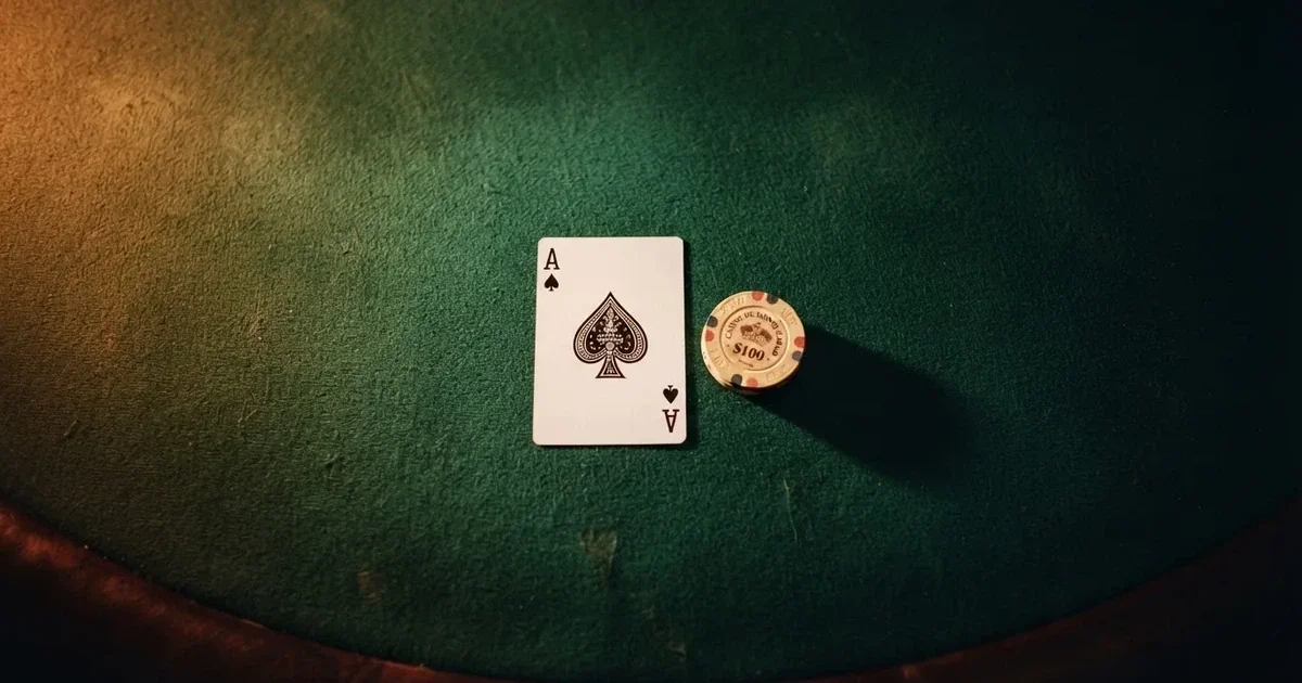 Beleuchteter Spieltisch mit Karten, von oben gesehen — casino mit hoher gewinnchance