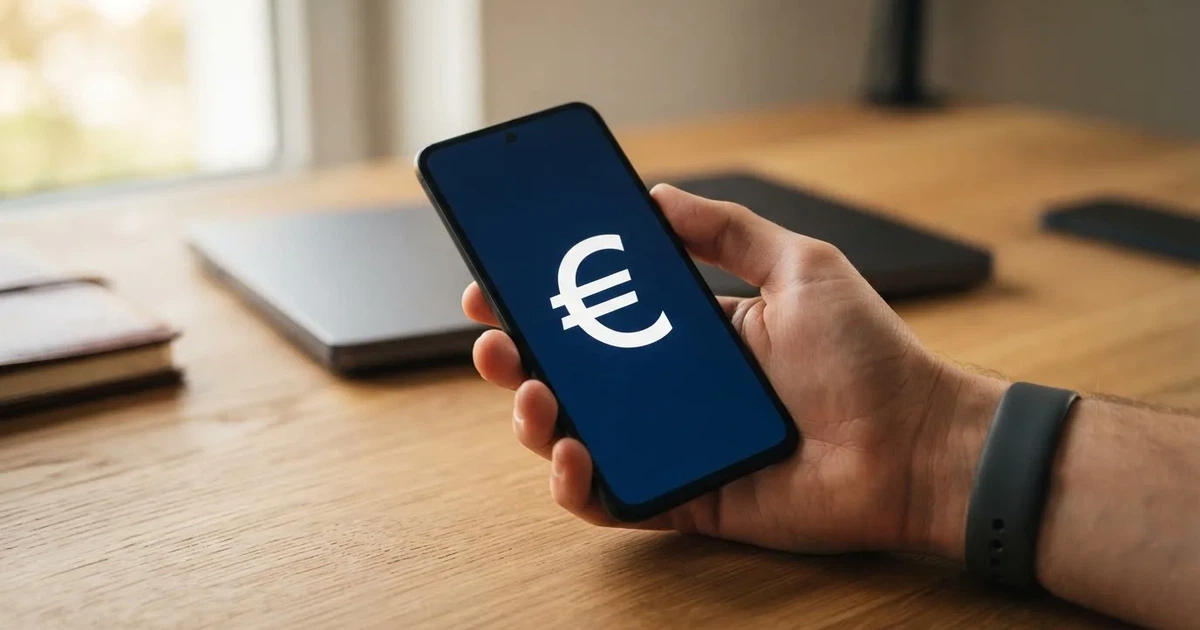 Nahaufnahme einer Hand, die eine Bankkarte in ein Kartenlesegerät neben einem Laptop steckt.